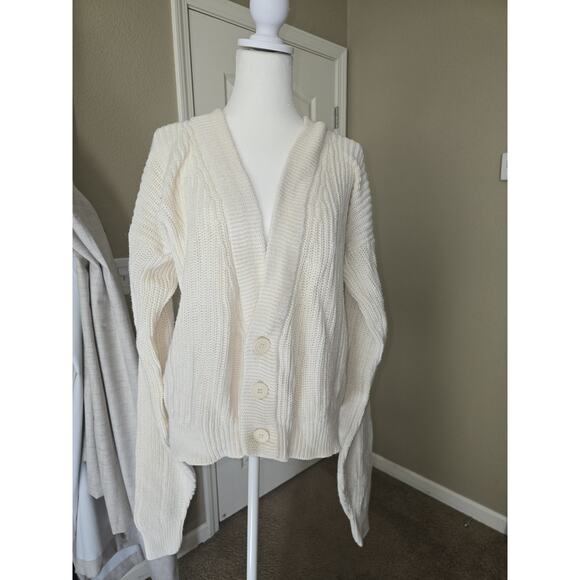 Vintage Cacharel V Neck Button Front Chunky Knit Sweater Women's XL - Picture 4 of 10